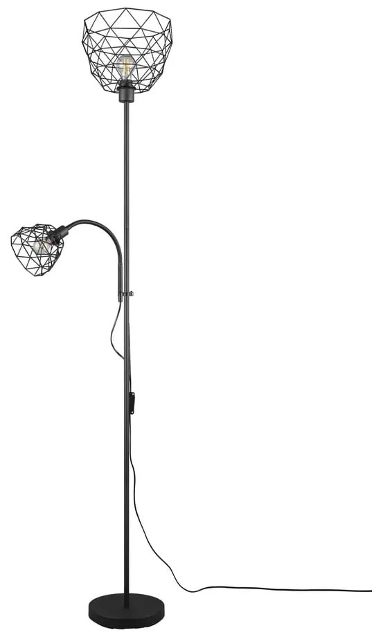 Fekete állólámpa fém búrával (magasság 180 cm) Haval – Trio