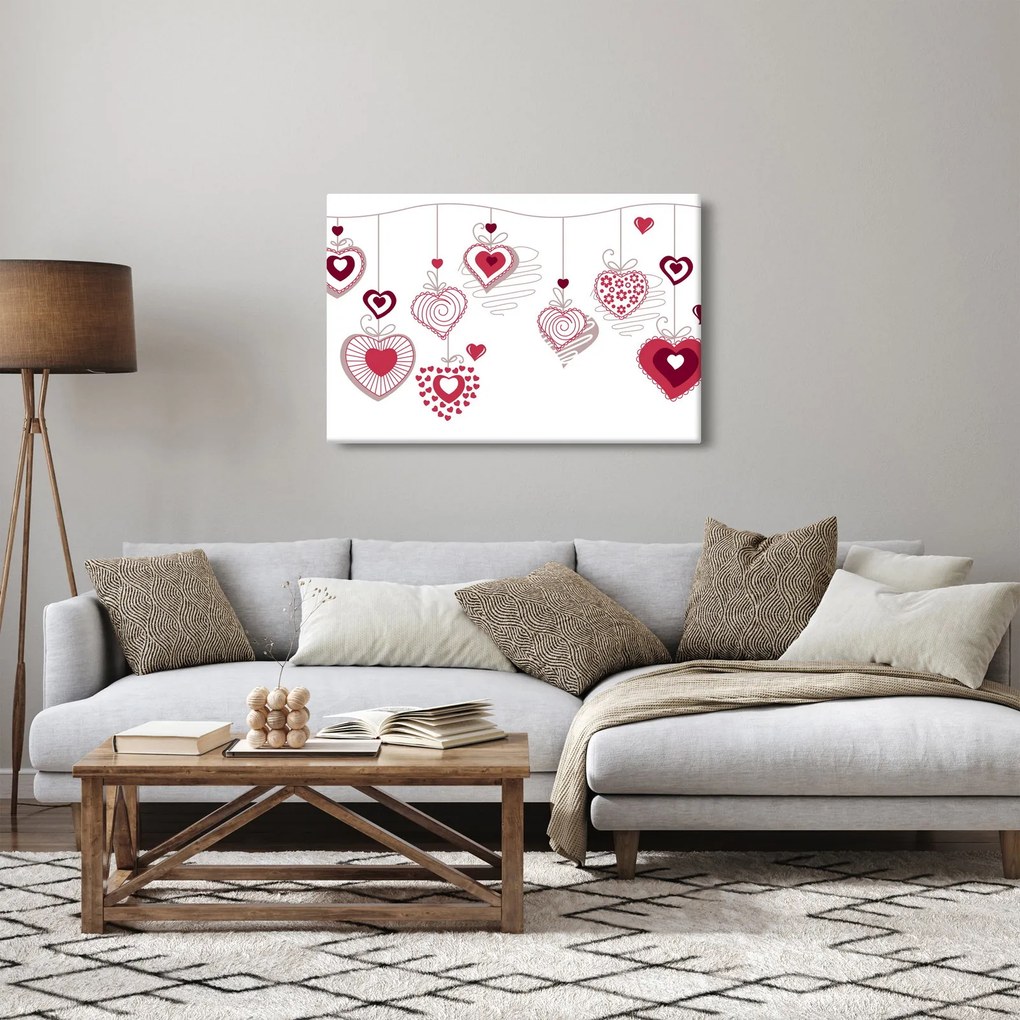 Festett szívek képe (90x60 cm)
