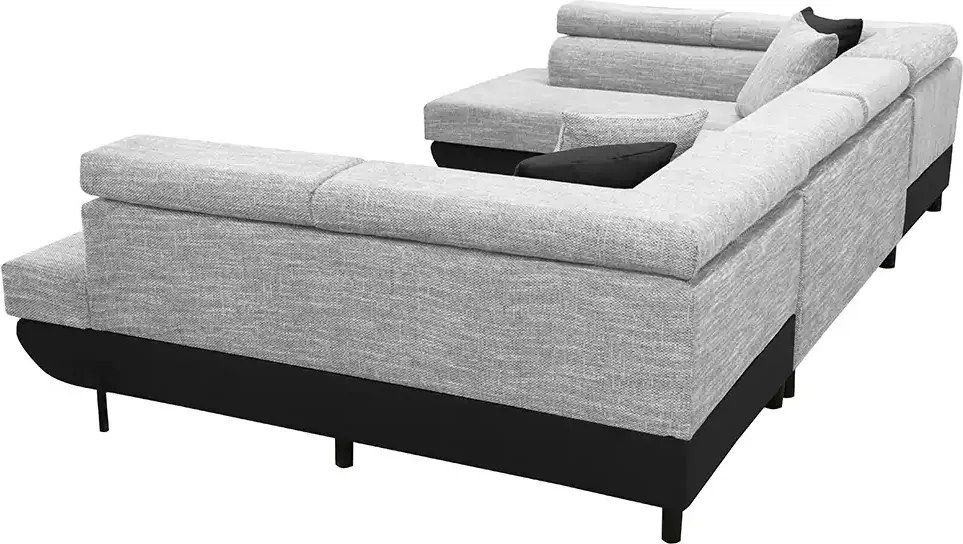 Sarokkanapé - U alakú, alvási funkcióval, ADI rugók Fekete/fehér