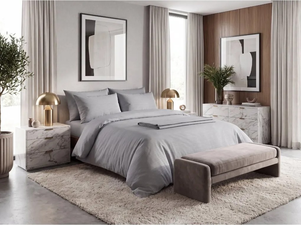 Krepp ágyneműhuzat DENYX BLEND szürke, cipzár Ágyneműhuzat mérete: 70 x 90 cm | 140 x 220 cm