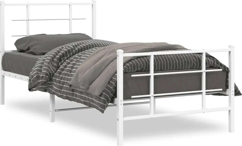 vidaXL fehér fém ágykeret fej- és lábtámlával 90 x 190 cm