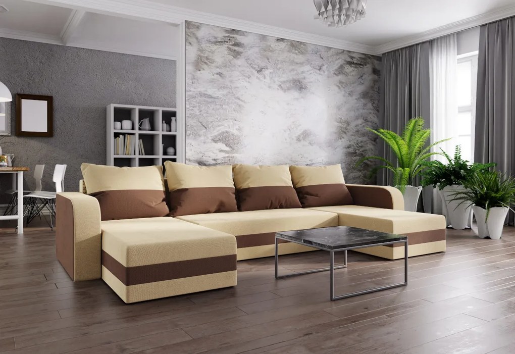 WELTA ágyázható U alakú ülőgarnitúra 306x85x139, mikrofázis 27/31