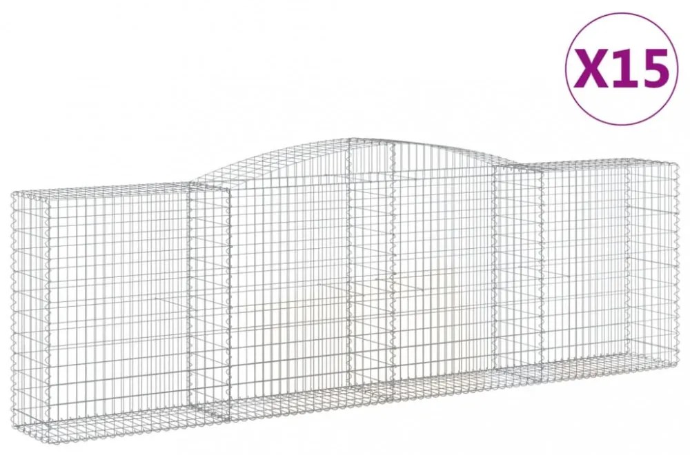 15 db íves horganyzott vas gabion kosár 400x50x120/140 cm