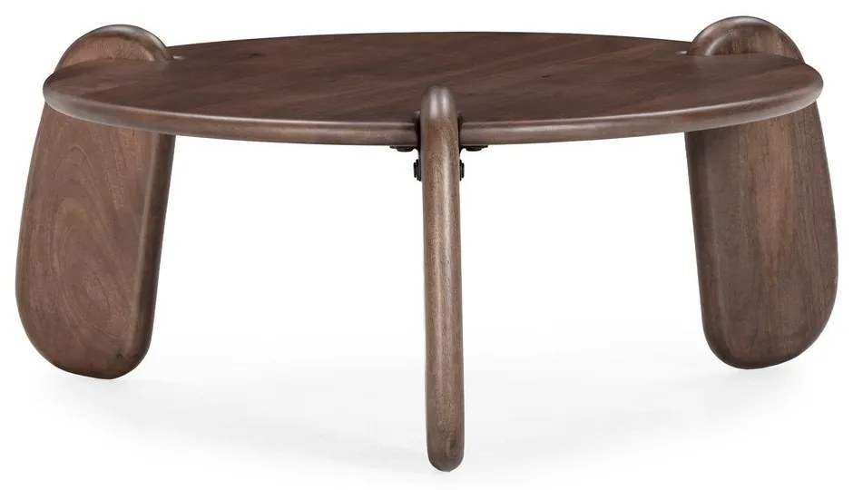 Sötétbarna mangófa kerek dohányzóasztal ø 80 cm Tamira – MOME