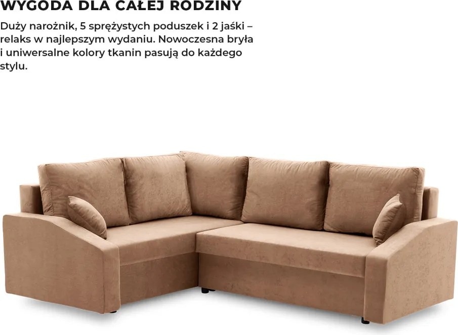 Grande Plus sarokkanapé, baloldali, szövet anyag, barna