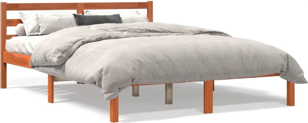 vidaXL viaszbarna tömör fenyőfa ágy matrac nélkül 120 x 190 cm