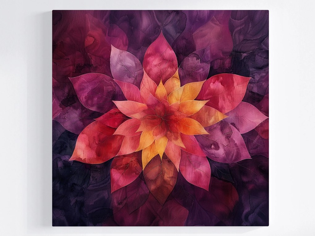 Poszter Virág Mandala Absztrakt Lila Piros 40x40