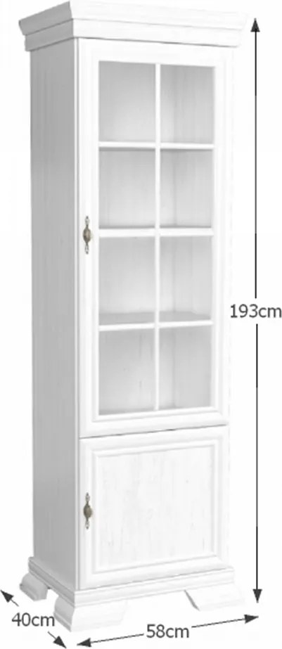 Vitrines szekrény KRW1, fenyő andersen, KORA