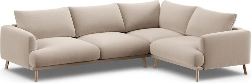 Bézs bársony sarokkanapé (jobb oldali-L alakú) Naomi – Micadoni