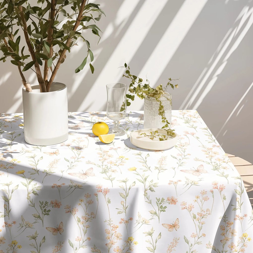 Goldea szögletes teflonos asztalterítő - pillangós kert 120 x 180 cm