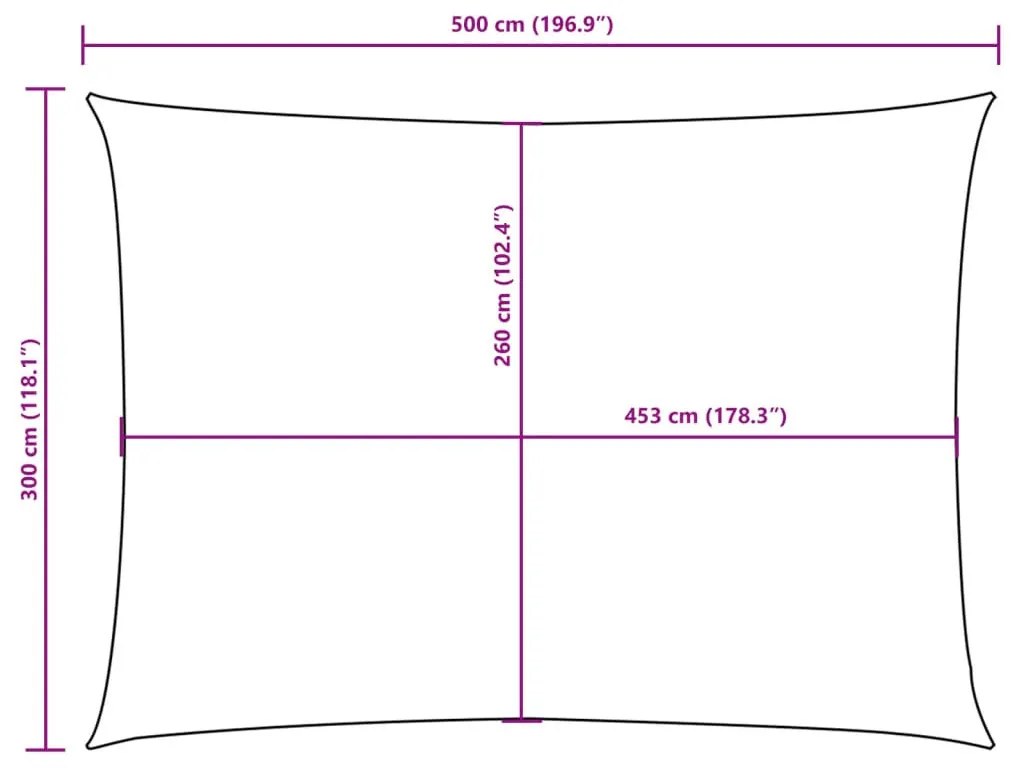 sárga téglalap alakú oxford-szövet napvitorla 3 x 5 m