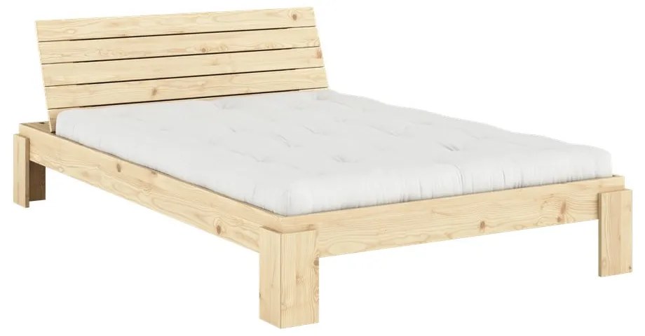 Natúr színű borovi fenyő franciaágy ágyráccsal 140x200 cm Layers – Karup Design