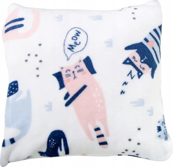 Dekoratív párnahuzat Cica, Macskák meow Fehér