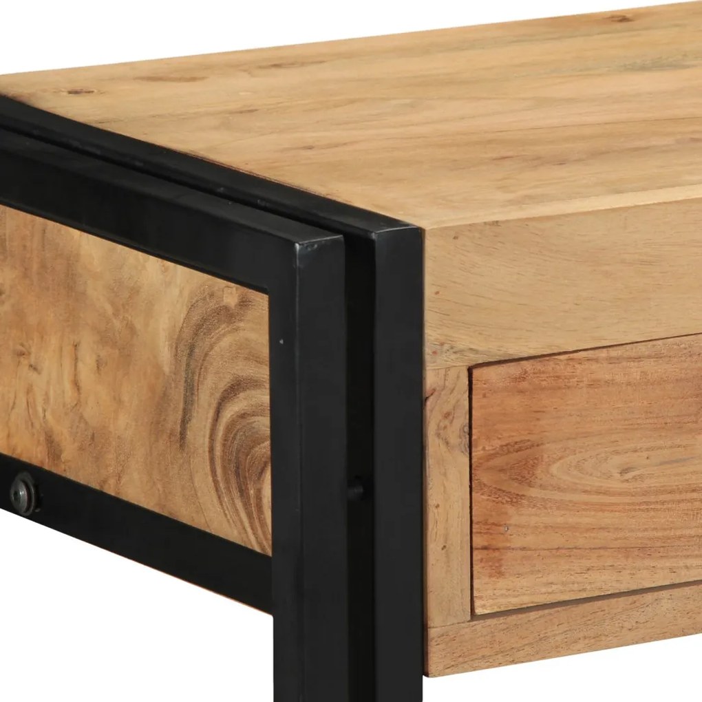 Kisasztal Fekete 90x33x75 cm Tömör akácfa és fém