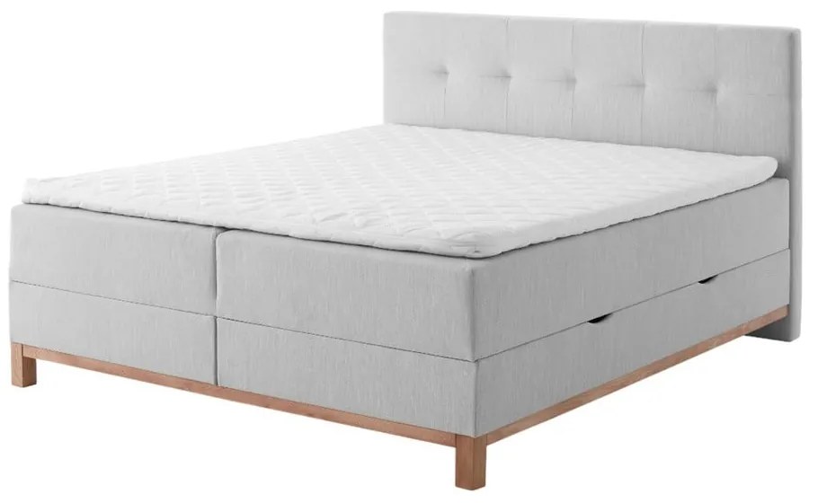 Világosszürke boxspring ágy tárolóhellyel 180x200 cm Catania - Meise Möbel