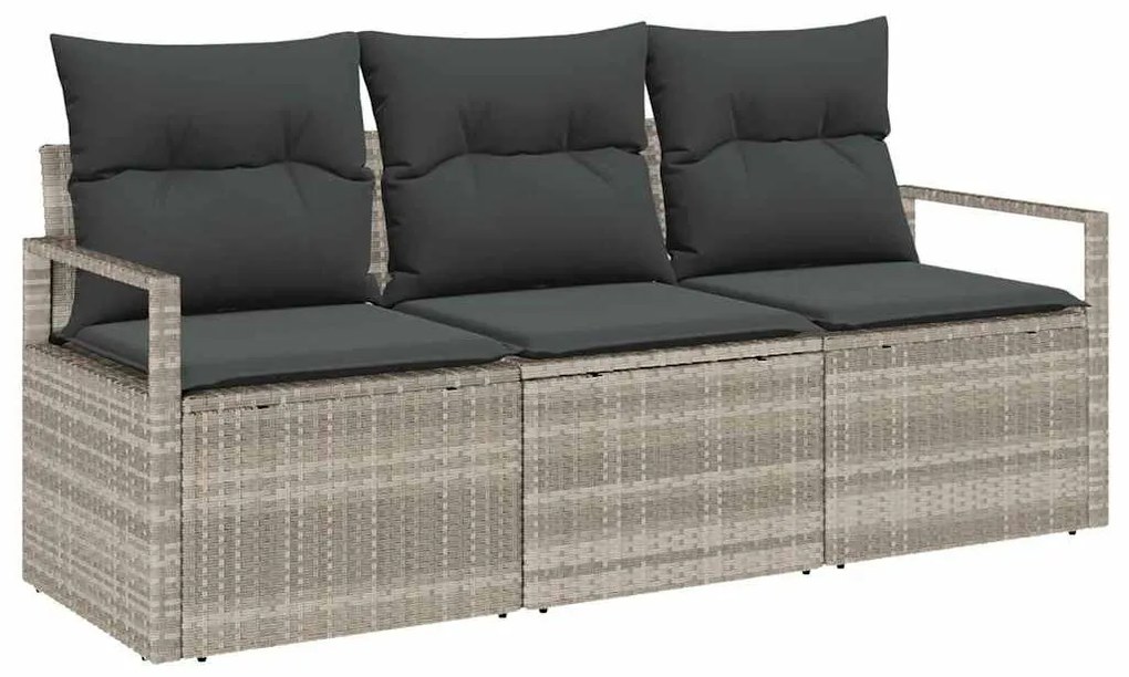 Kerti Kanapé Szett párnával tárolóval 3 pcs Világosszürke