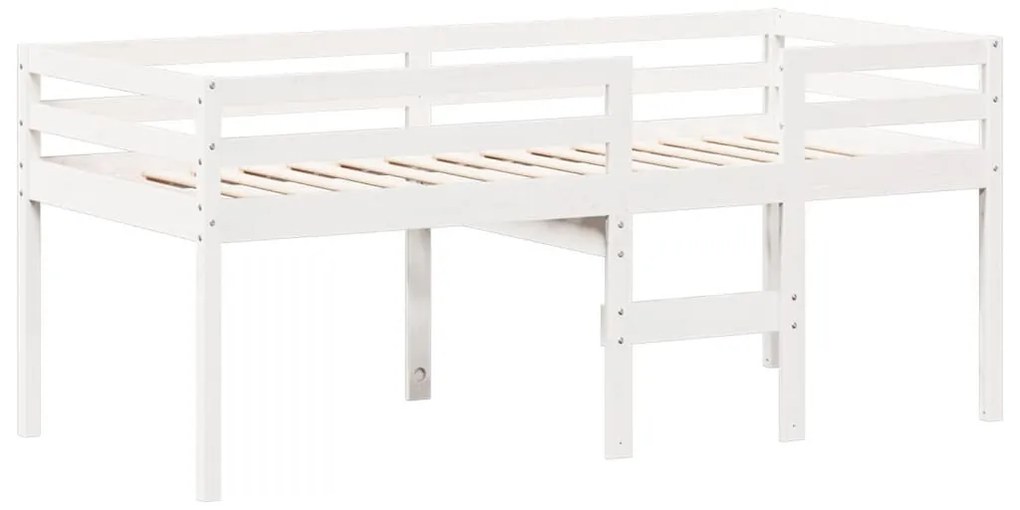 fehér tömör fenyőfa magasított ágy tetővel 90 x 200 cm