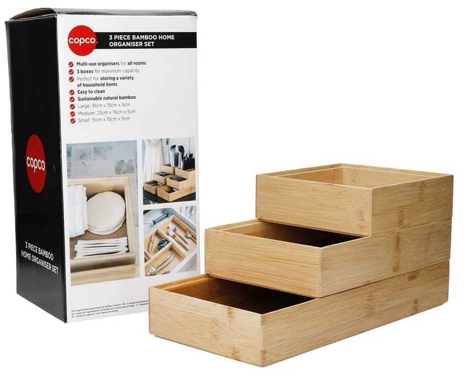 Bambusz fiókrendező szett 3 db-os Copco - Kitchen Craft