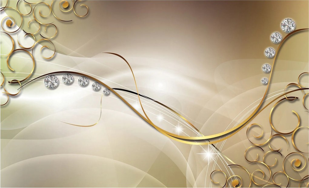 Fotótapéta Arany Absztrakt Gyémánt Ragyogás Ezüst 312x219 vinil +ragasztó