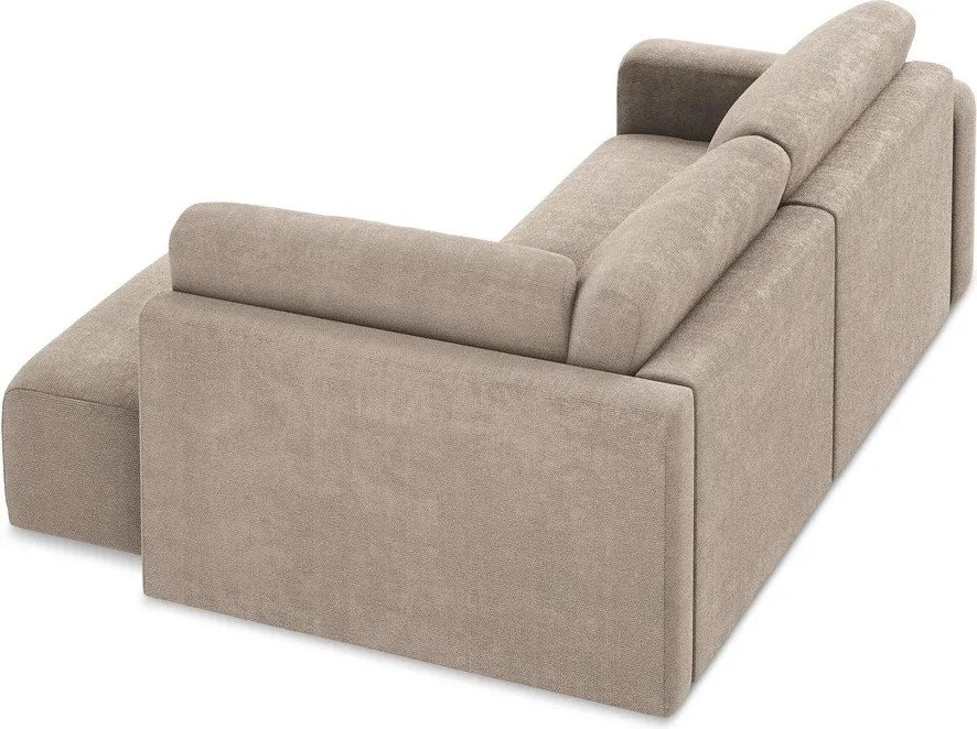 Bézs zsenília kinyitható-tárolóhelyes sarokkanapé (jobb oldali-L alakú) Kona – Makamii
