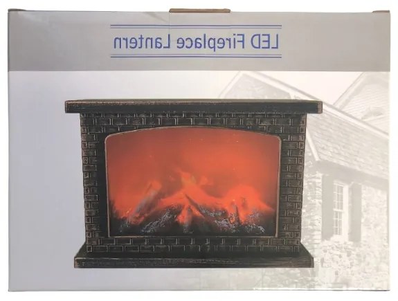 Modern kandalló LED lángutánzattal - 25 x 18 cm - réz