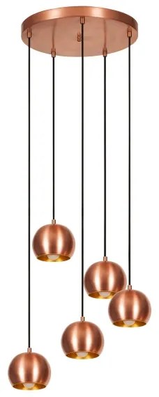 Csillár zsinóron SIVANI 5xE27/40W/230V réz