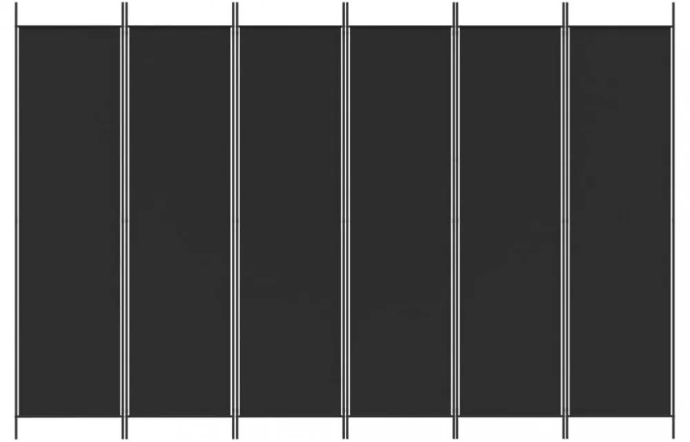 6 paneles fekete szövet térelválasztó 300x200 cm