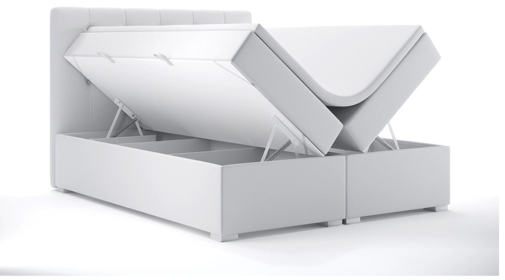 Franciaágy Boxspring 160 cm Ronda (fehér öko-bőr) (tárolóhellyel). Akció -17%. 1044320