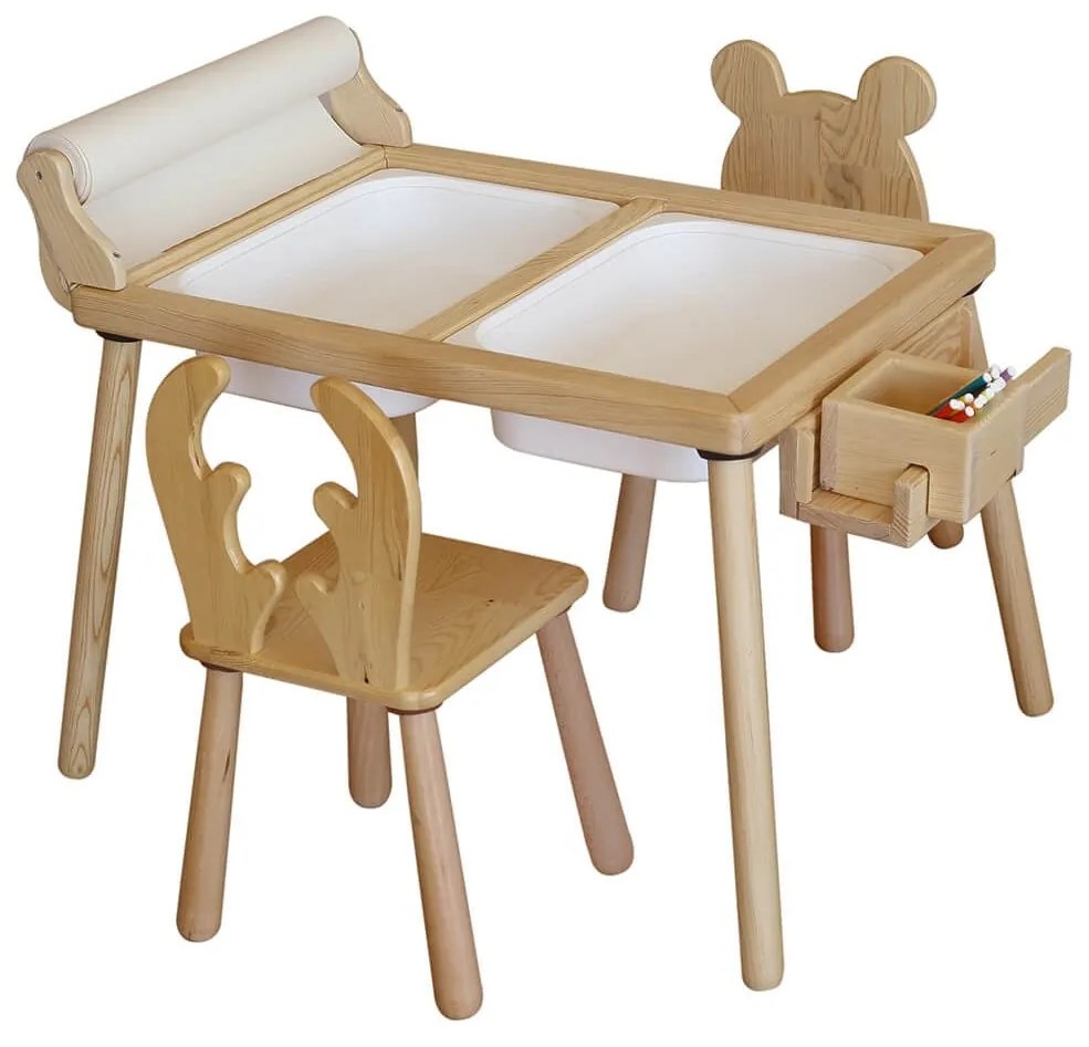 Gyerekasztal székekkel Roll and 2 Chairs - White