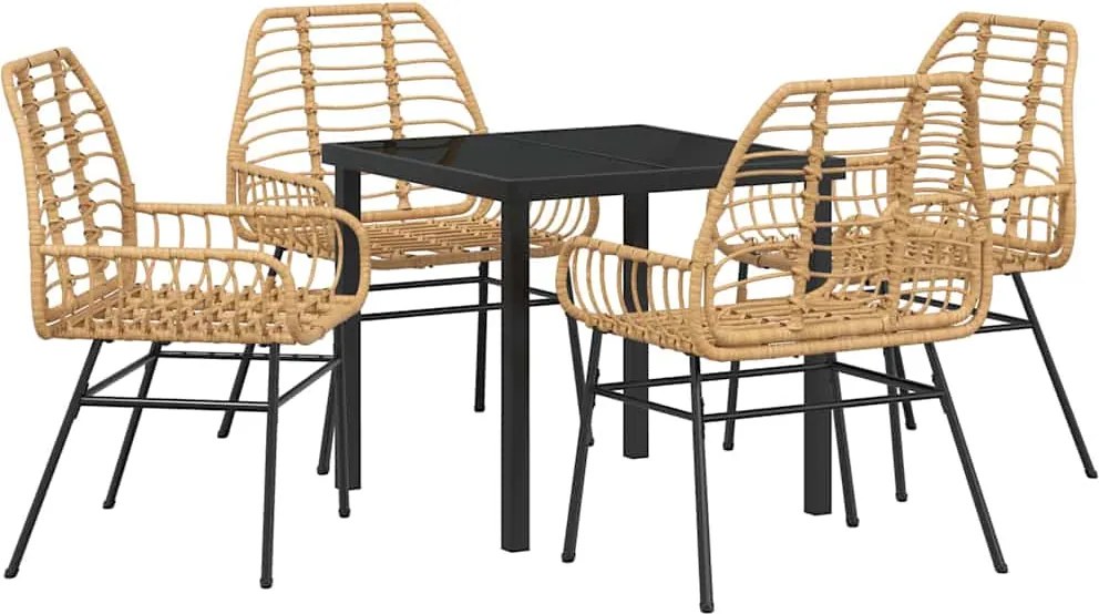 vidaXL Kert étkező szett 5 pcs Barna polirattan