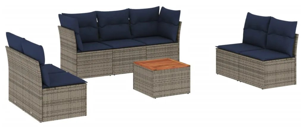 8 részes szürke polyrattan kerti ülőgarnitúra párnával