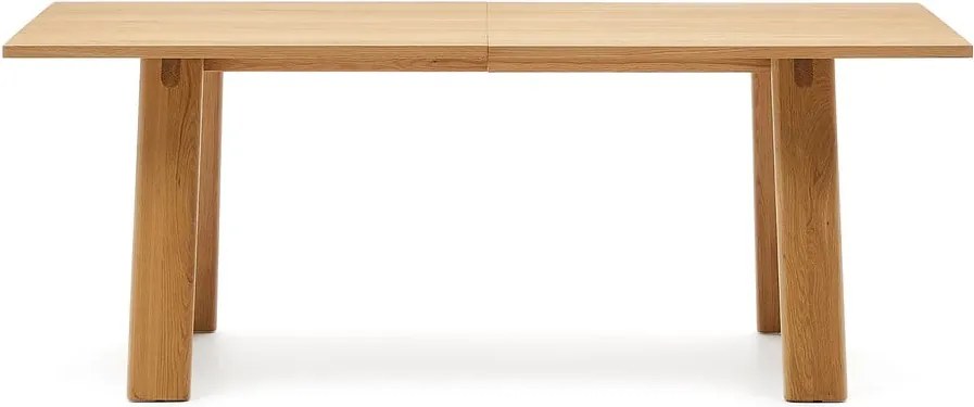 Bővíthető étkezőasztal tölgyfa dekoros asztallappal, hosszabbító asztallappal 95x200 cm Arlen – Kave Home