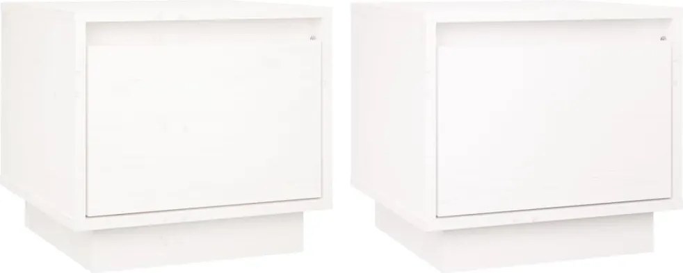 vidaXL 2 db fehér tömör fenyőfa éjjeliszekrény 35 x 34 x 32 cm