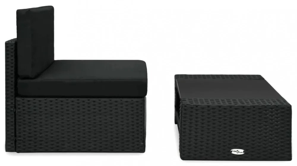 2 részes fekete polyrattan kerti ülőgarnitúra