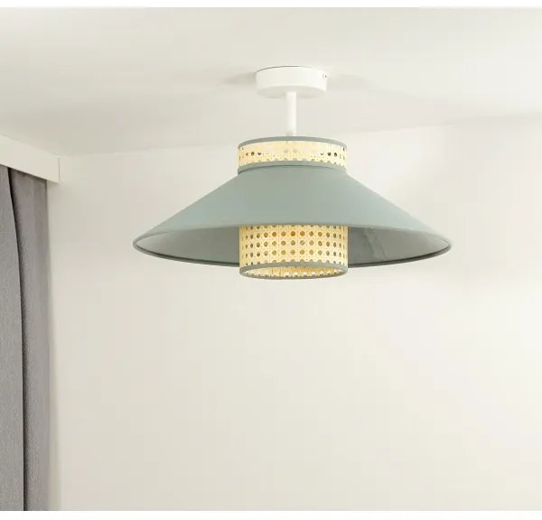 Duolla - Felületre szerelhető csillár RIO RATTAN 1xE27/15W/230V átm. 45 cm zöld/rattan