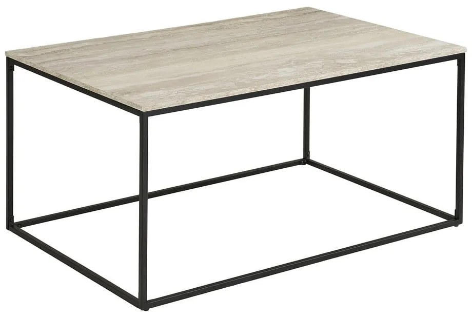 Fekete-bézs dohányzóasztal kő dekorral 60x90 cm Vita – House Nordic