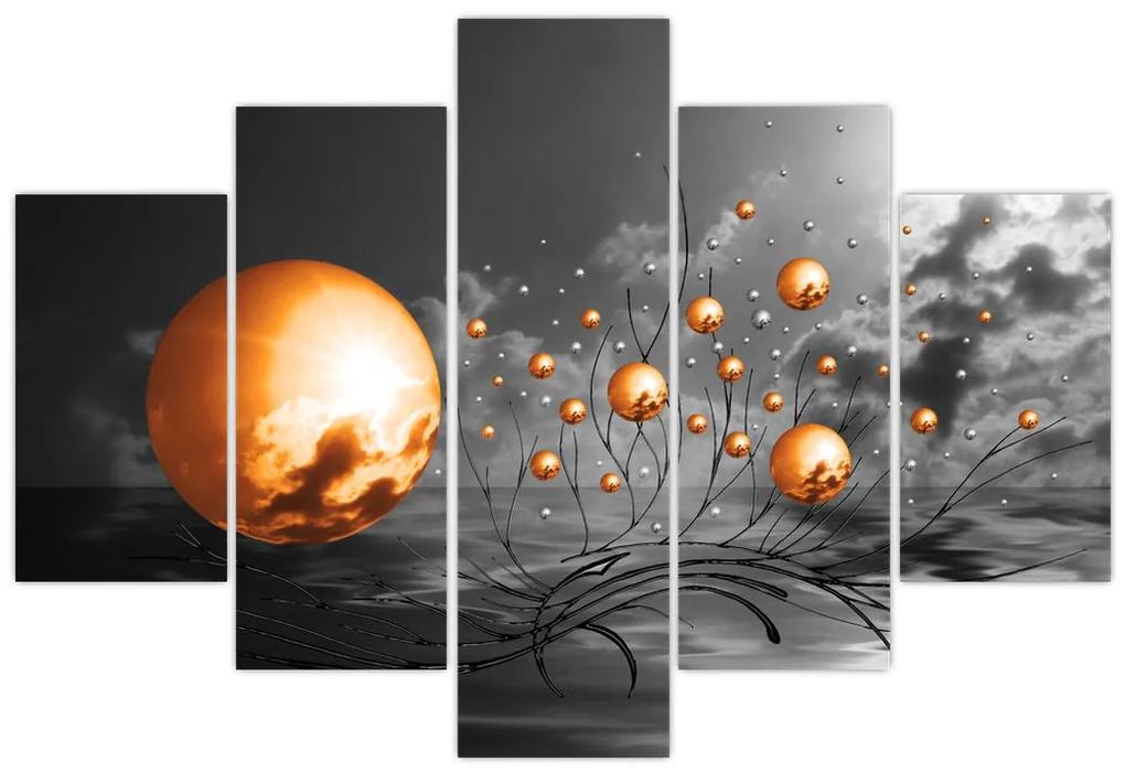 Narancssárga absztrakt gömbök képe (150x105 cm)