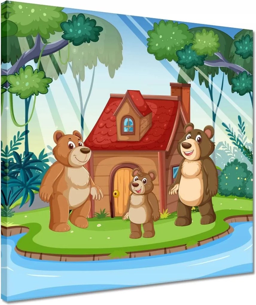 Vászonkép 40x40 Vidám mackócsalád