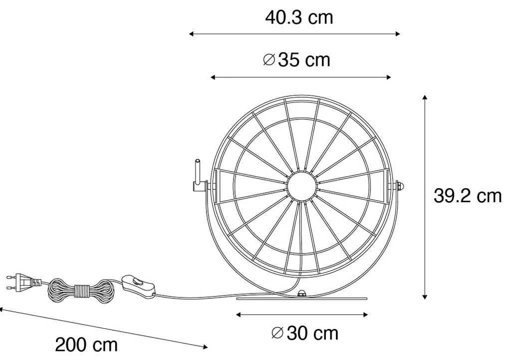 Ipari asztali lámpa fekete állítható - Hanze
