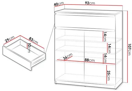 Komód 2D1S Semplo SM 02 (szürke) . 1103631