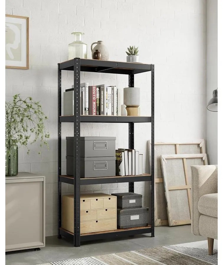 Álló polc, könyvespolc, tárolópolc 40 × 80 × 160 cm, barna/fekete