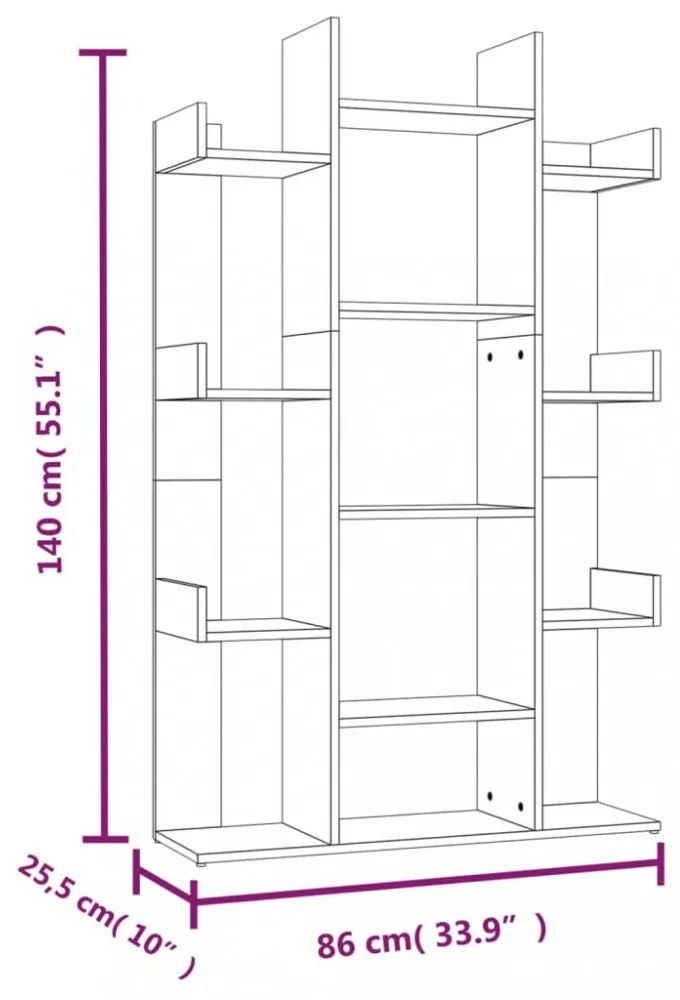szürke sonoma színű szerelt fa könyvszekrény 86 x 25,5 x 140 cm