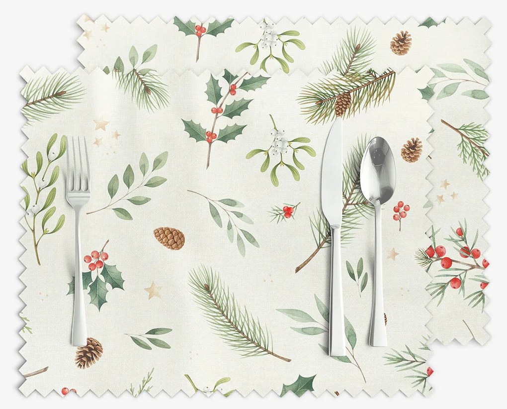 Goldea karácsonyi teflonbevonatú reggeliző alátét - téli ágacskák - 2db 30 x 40 cm