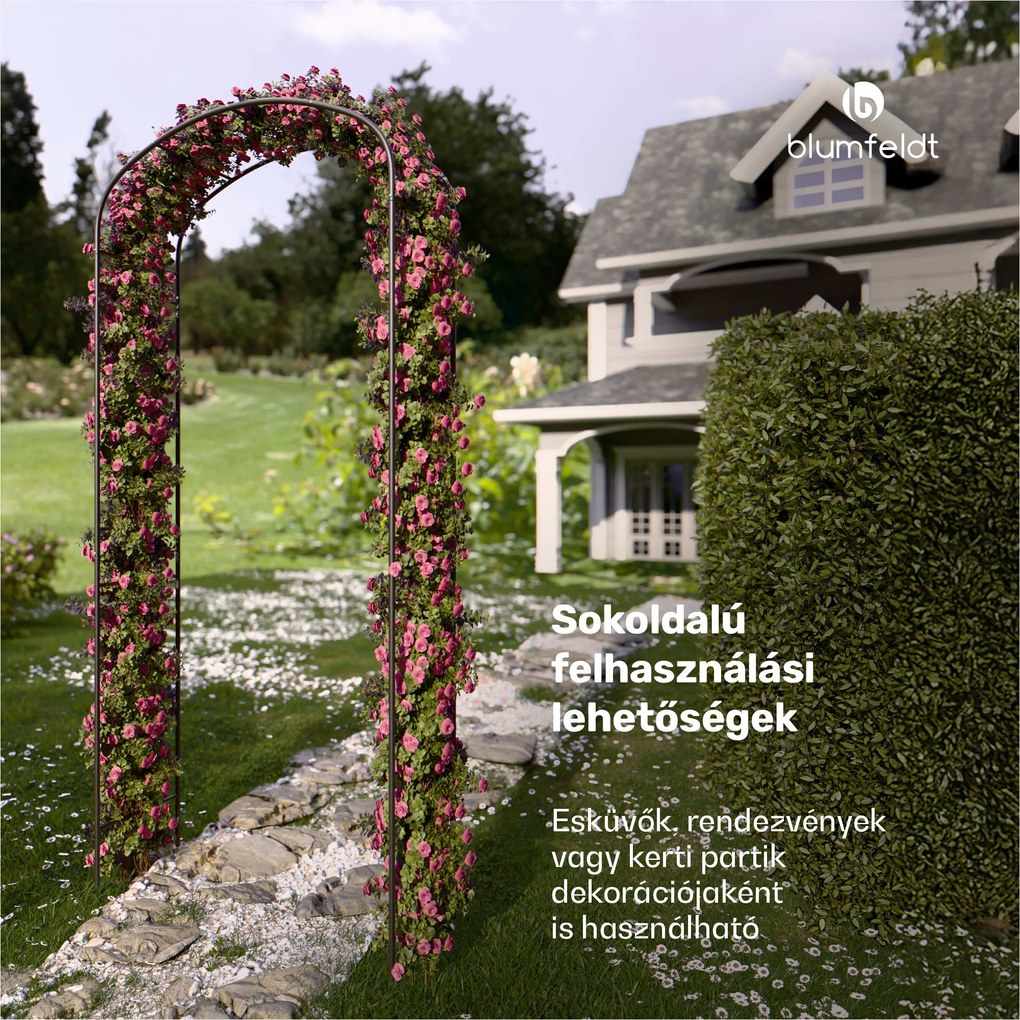 FloraBelle Curve rózsaszín boltív, dekoratív levélminták, időjárásálló, segédeszköz kúszónövényekhez