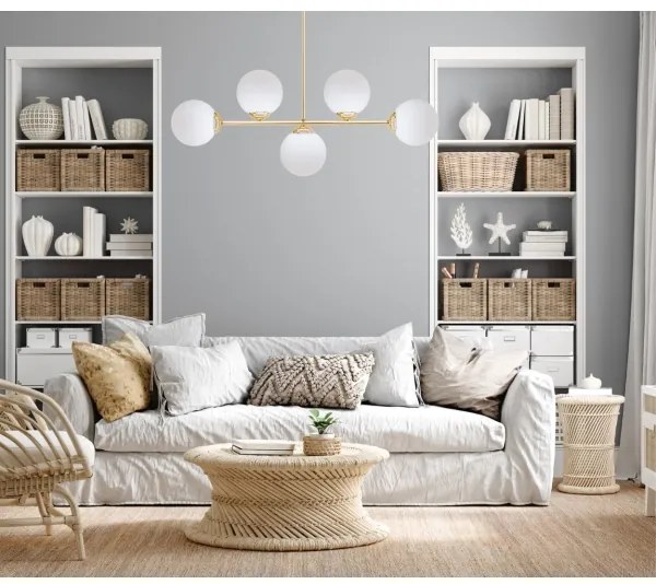 Csillár rúdon FIRA 5xE27/60W/230V arany