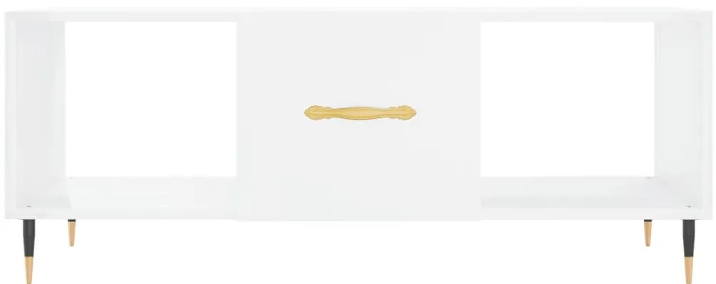 Magasfényű fehér szerelt fa dohányzóasztal 102 x 50 x 40 cm