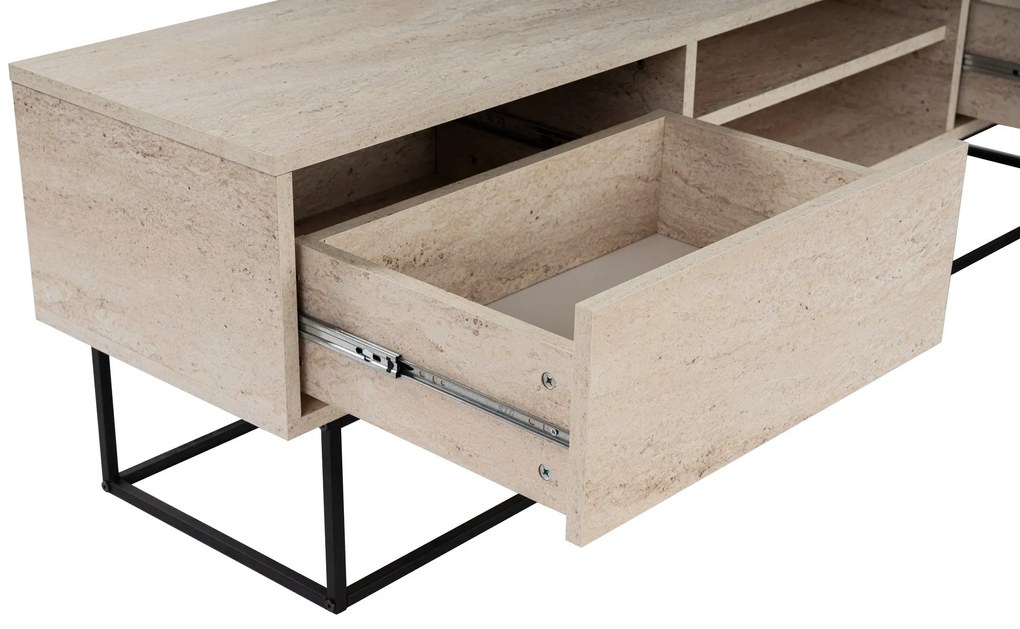 TV szekrény Escape 180 -Fekete, Travertine