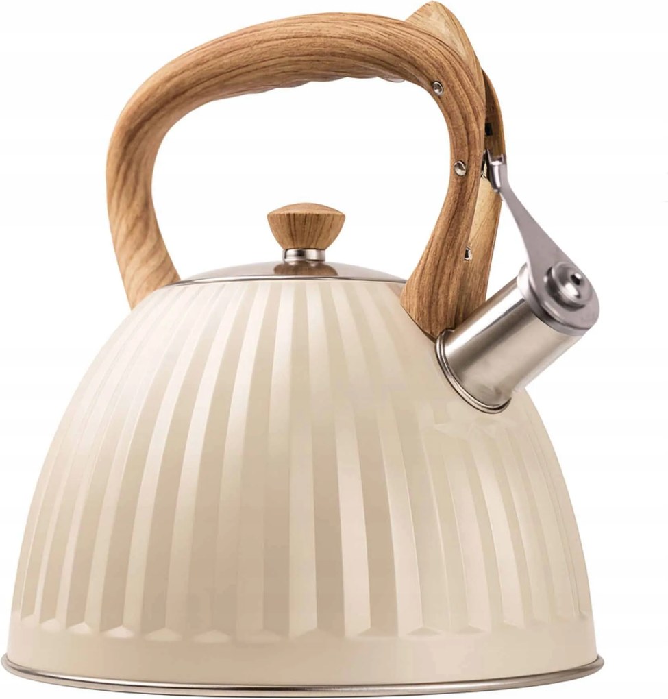 Rozsdamentes Vízforraló Hagyományos Síppal Indukciós Gáz 2,8L Bézs