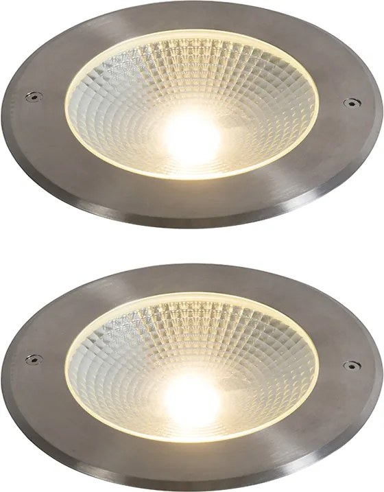 2 darabos modern földbe süllyeszthető spotlámpa szett acél LED-del 20W - Bridge