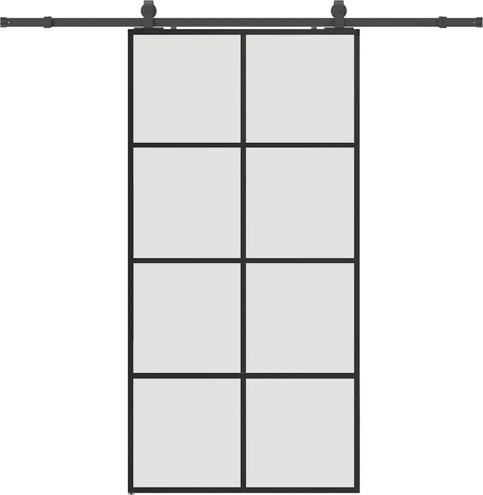 vidaXL fekete ESG üveg tolóajtó fémszerelvény-szettel 102,5x205 cm